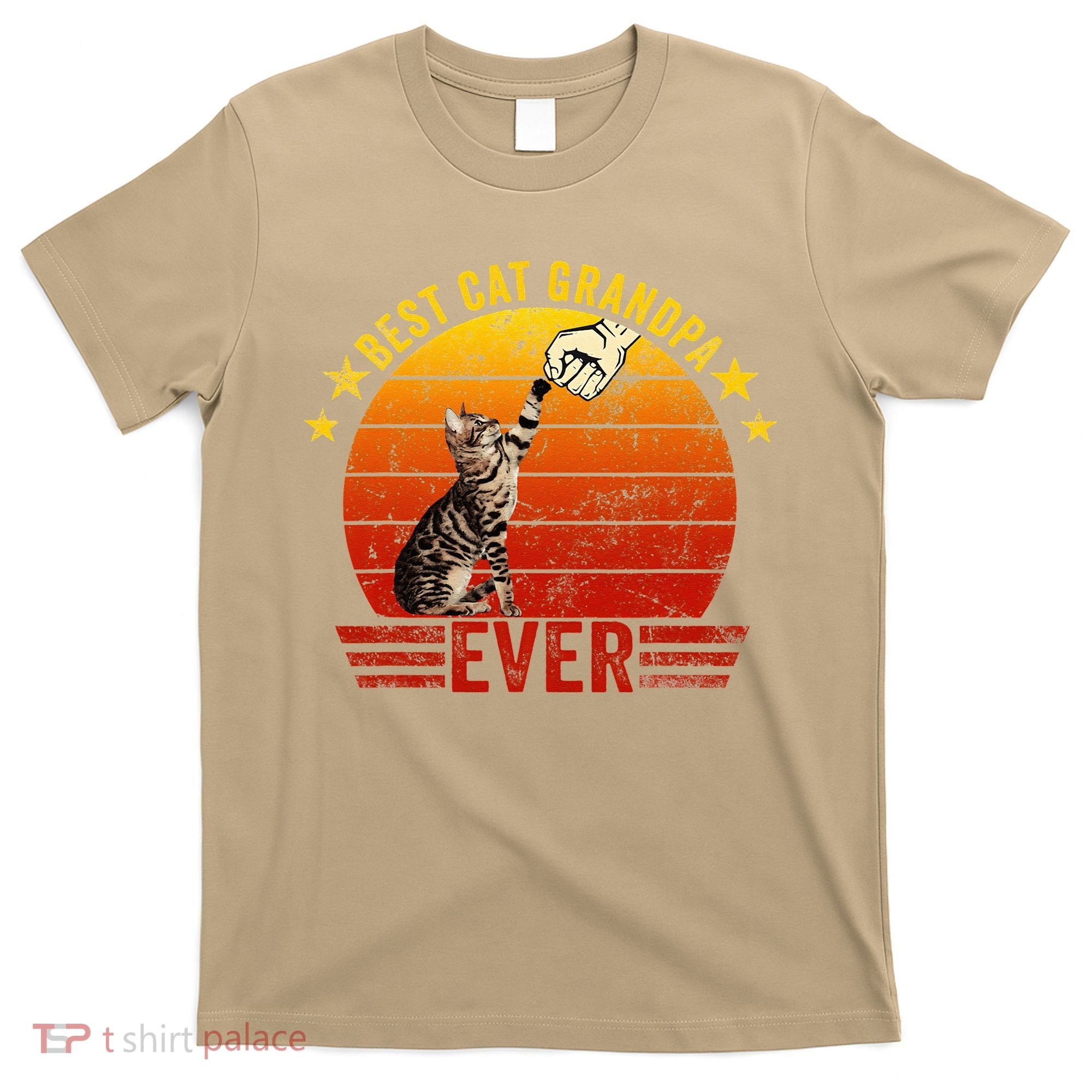 Best Cat Grandpa Ever Funny Fist Bump Gesture Vintage Style T-Shirt