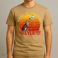 Best Cat Grandpa Ever Funny Fist Bump Gesture Vintage Style T-Shirt thumb 3
