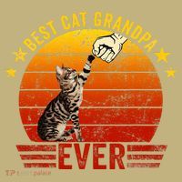 Best Cat Grandpa Ever Funny Fist Bump Gesture Vintage Style T-Shirt thumb 7