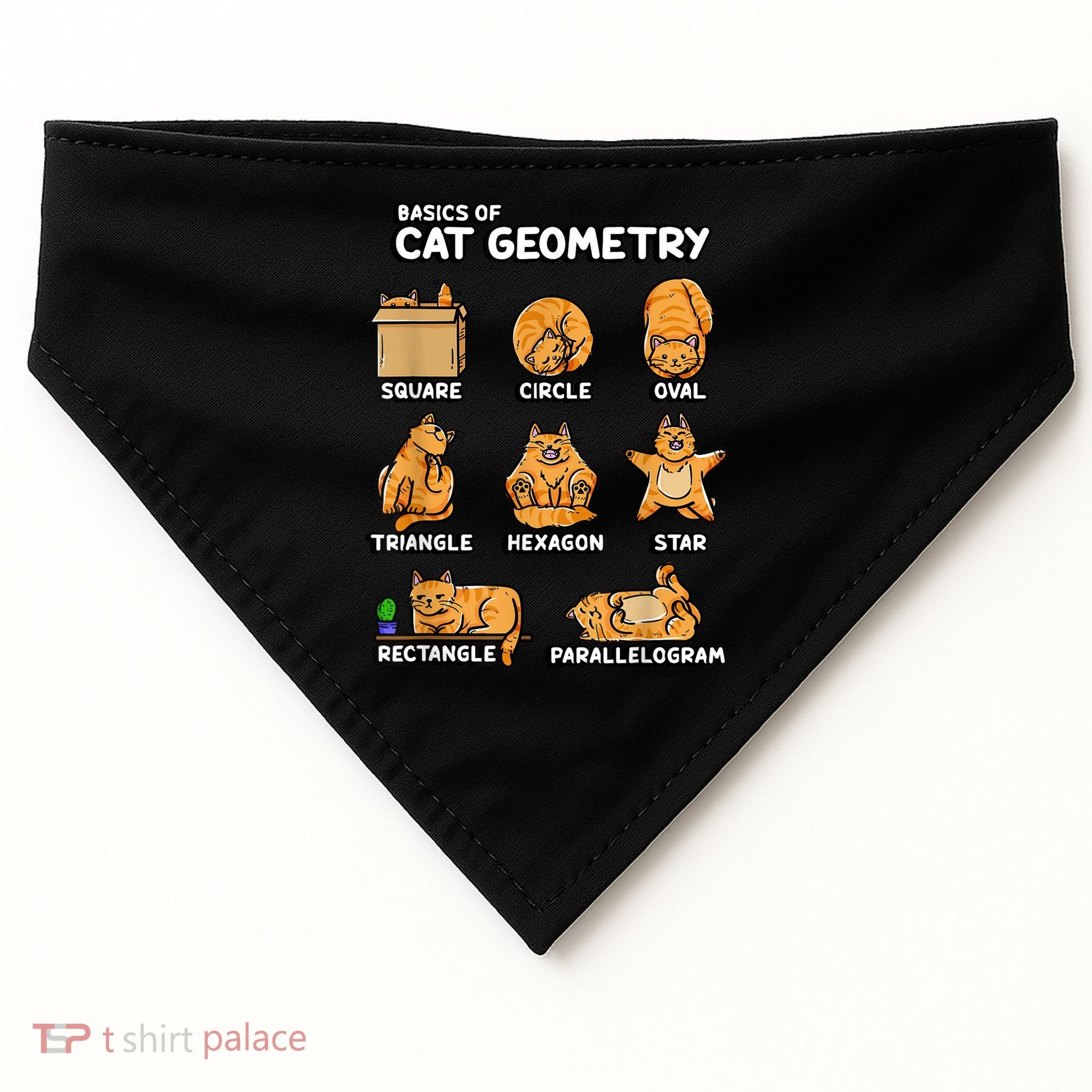 Basic Cat Geometry Cute Cat Cat Lover Cat Owner Math School USA-Made Doggie Bandana