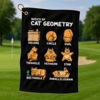 Basic Cat Geometry Cute Cat Cat Lover Cat Owner Math School Golf Towel thumb 1