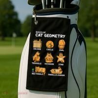 Basic Cat Geometry Cute Cat Cat Lover Cat Owner Math School Golf Towel thumb 2