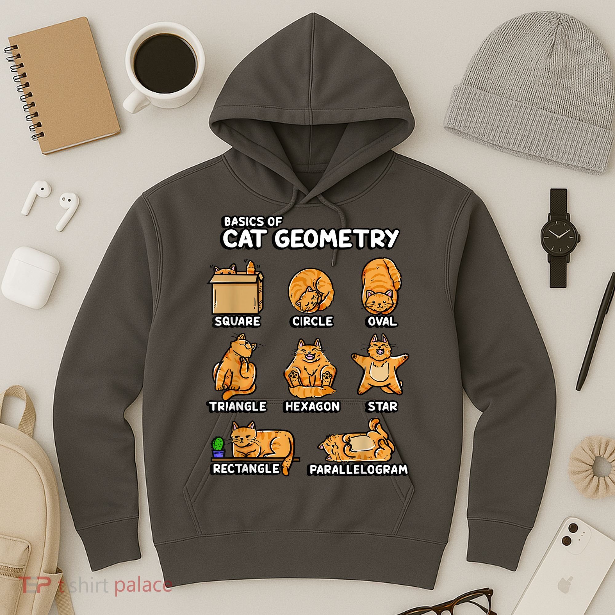 Basic Cat Geometry Cute Cat Cat Lover Cat Owner Math School Hoodie
