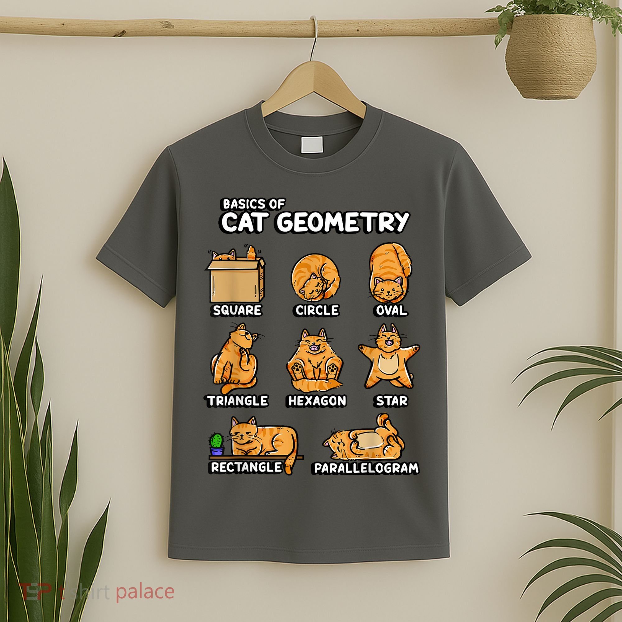 Basic Cat Geometry Cute Cat Cat Lover Cat Owner Math School T-Shirt