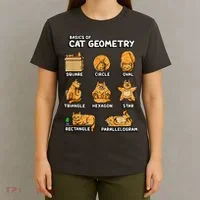 Basic Cat Geometry Cute Cat Cat Lover Cat Owner Math School T-Shirt thumb 4