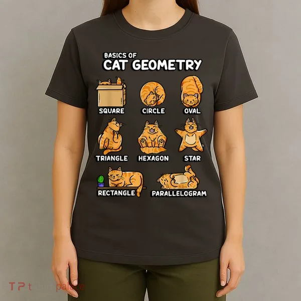 Basic Cat Geometry Cute Cat Cat Lover Cat Owner Math School T-Shirt