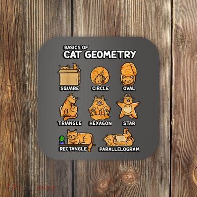 Basic Cat Geometry Cute Cat Cat Lover Cat Owner Math School Coaster