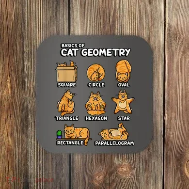 Basic Cat Geometry Cute Cat Cat Lover Cat Owner Math School Coaster