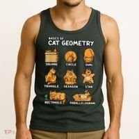 Basic Cat Geometry Cute Cat Cat Lover Cat Owner Math School Tank Top thumb 3