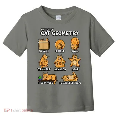 Basic Cat Geometry Cute Cat Cat Lover Cat Owner Math School Toddler T-Shirt