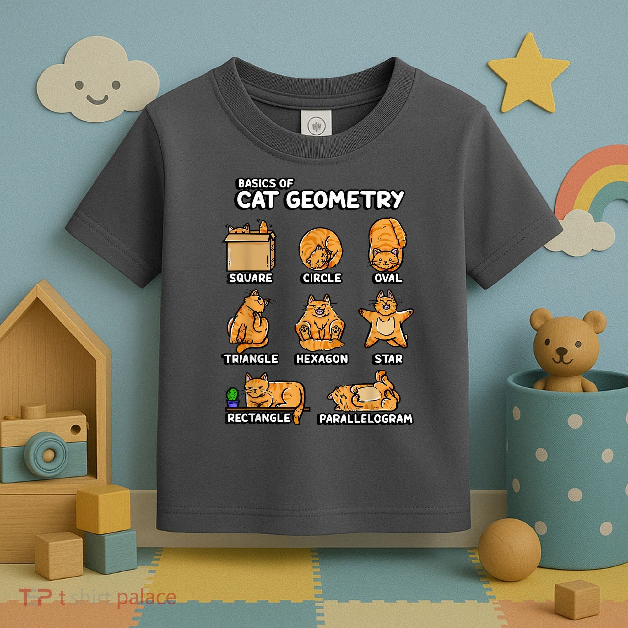 Basic Cat Geometry Cute Cat Cat Lover Cat Owner Math School Toddler T-Shirt