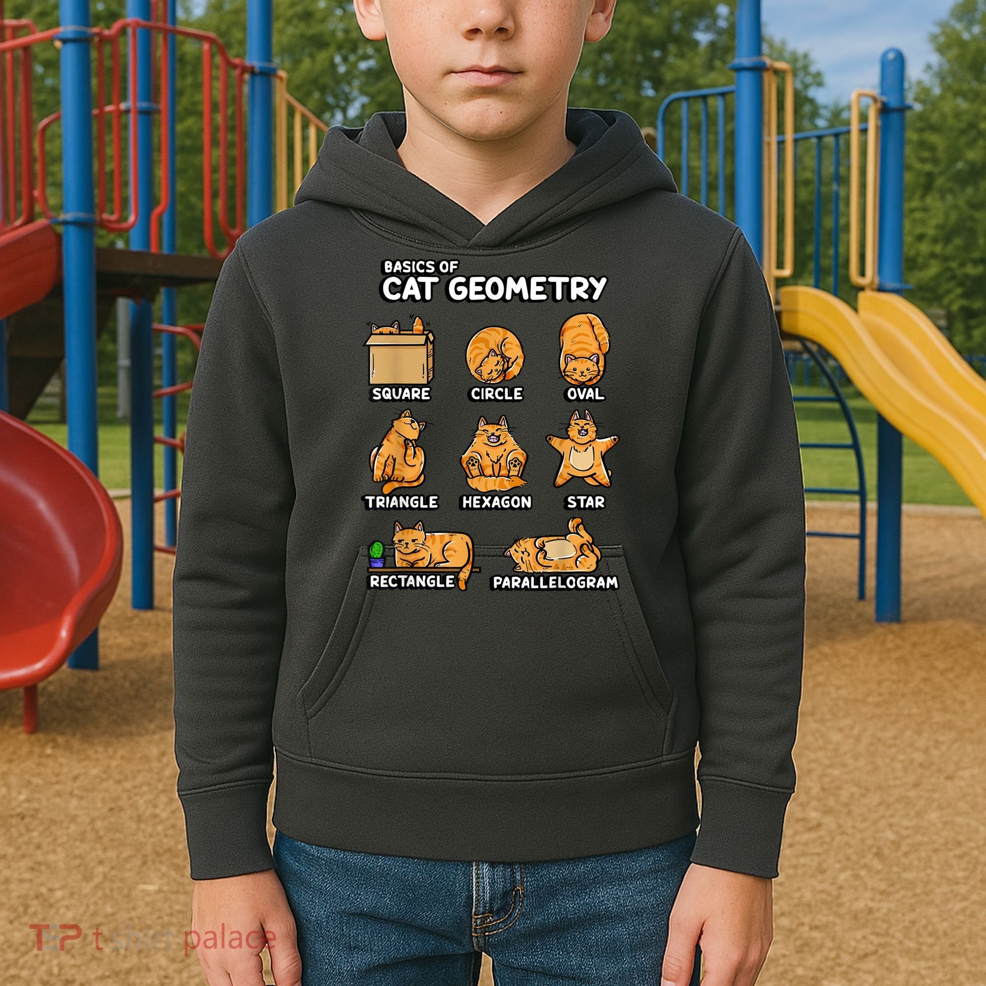 Basic Cat Geometry Cute Cat Cat Lover Cat Owner Math School Kids Hoodie