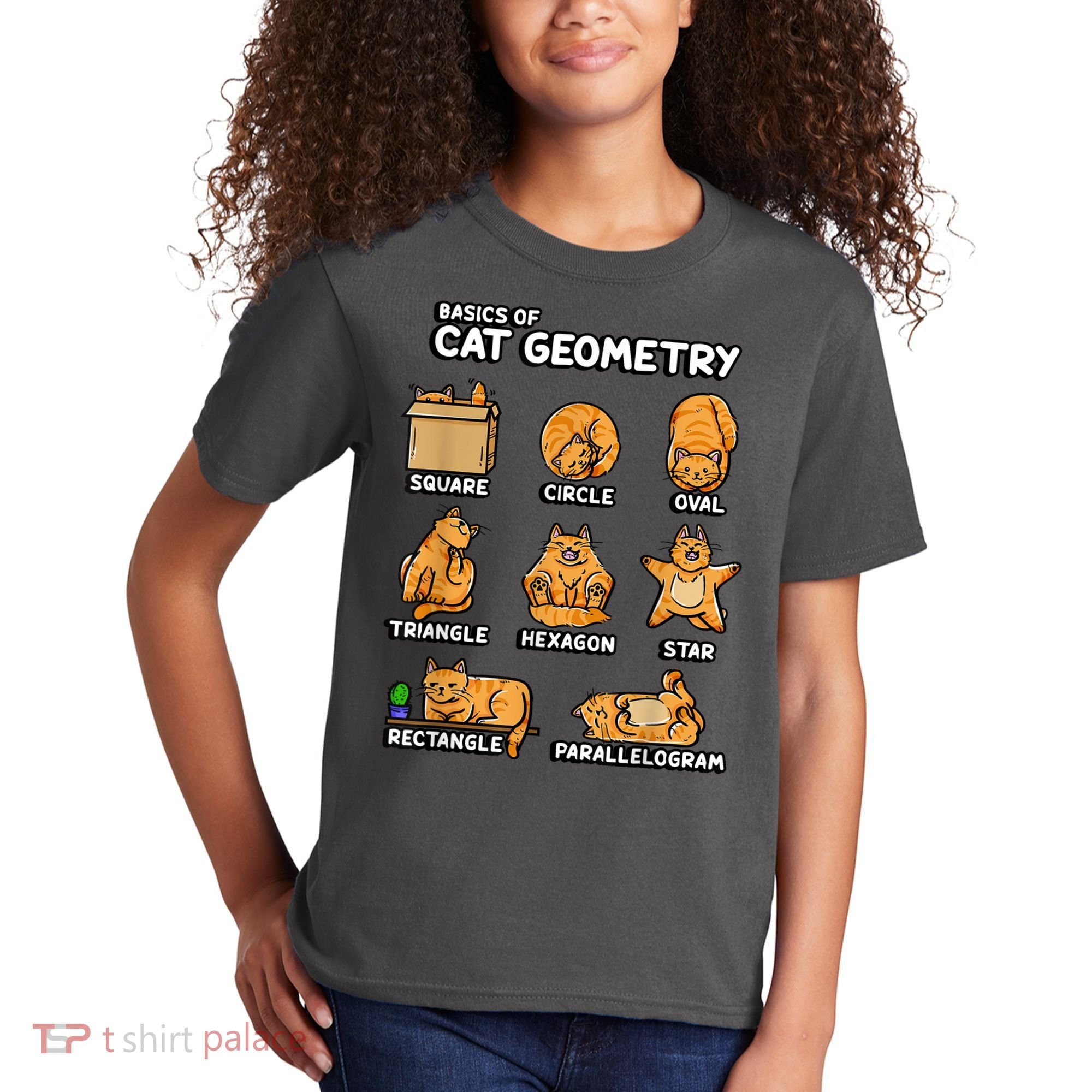Basic Cat Geometry Cute Cat Cat Lover Cat Owner Math School Kids T-Shirt