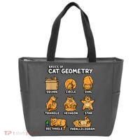 Basic Cat Geometry Cute Cat Cat Lover Cat Owner Math School Tote Bag thumb 0