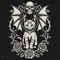 Black Cat Goth Kitten Halloween Skulls Rose Mom Dad Apron thumb 3