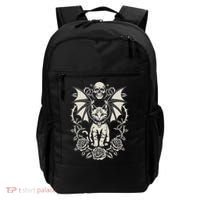 Black Cat Goth Kitten Halloween Skulls Rose Mom Dad Backpack thumb 0
