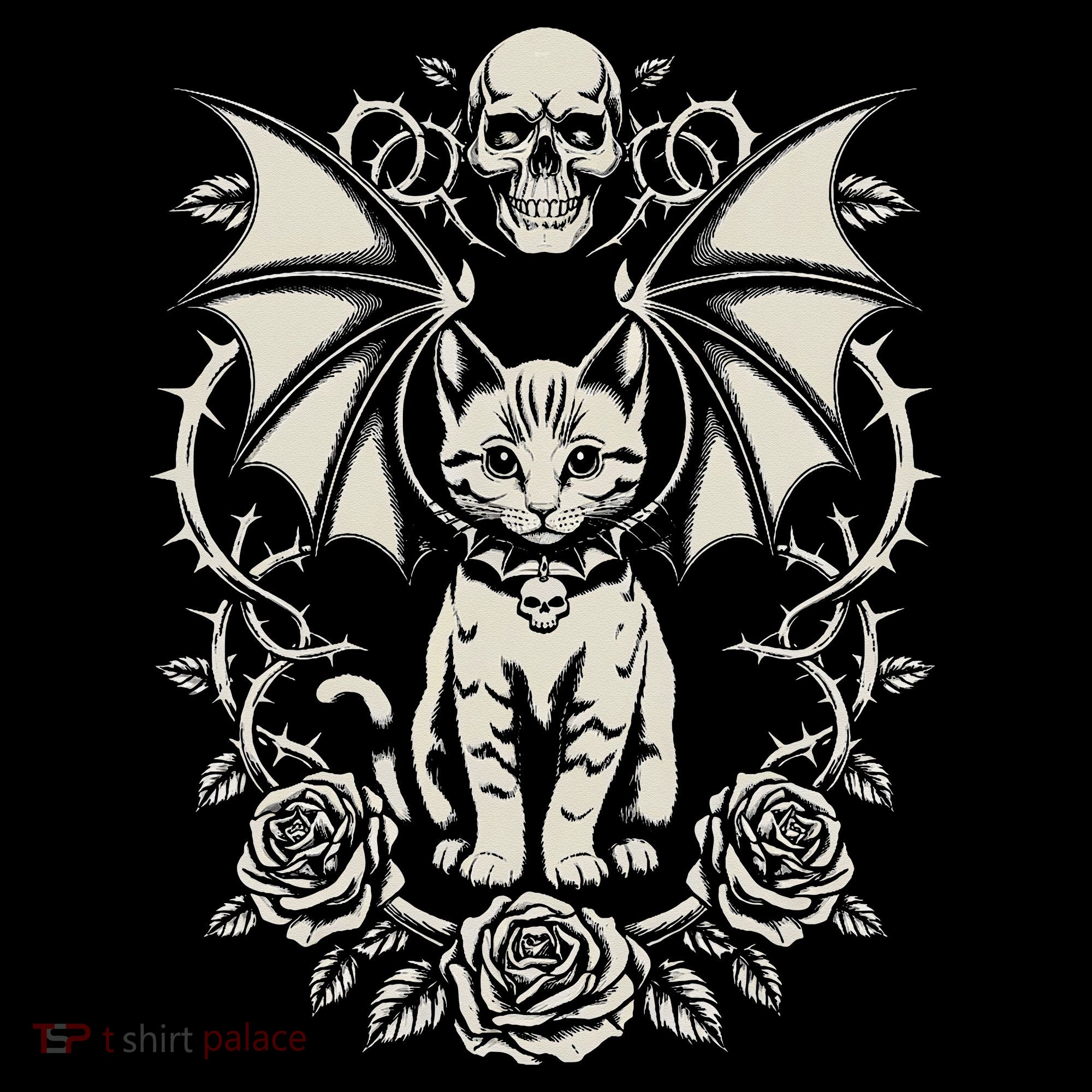 Black Cat Goth Kitten Halloween Skulls Rose Mom Dad Coffee Mug