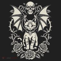 Black Cat Goth Kitten Halloween Skulls Rose Mom Dad Beanie thumb 2