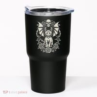 Black Cat Goth Kitten Halloween Skulls Rose Mom Dad Tumbler thumb 0