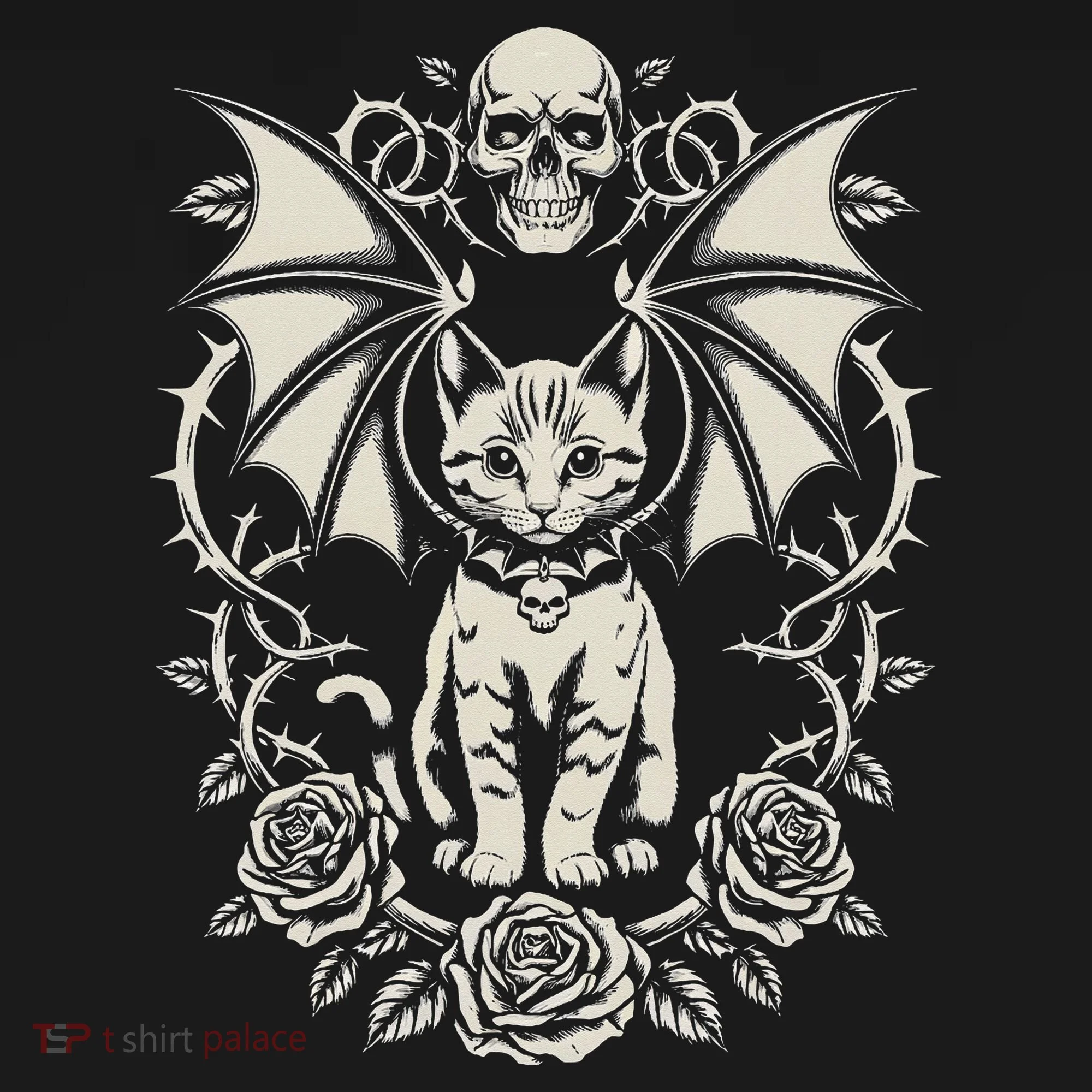 Black Cat Goth Kitten Halloween Skulls Rose Mom Dad Tank Top
