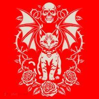 Black Cat Goth Kitten Halloween Skulls Rose Mom Dad Santa Hat thumb 1