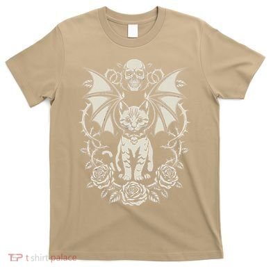 Black Cat Goth Kitten Halloween Skulls Rose Mom Dad T-Shirt