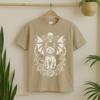 Black Cat Goth Kitten Halloween Skulls Rose Mom Dad T-Shirt thumb 2