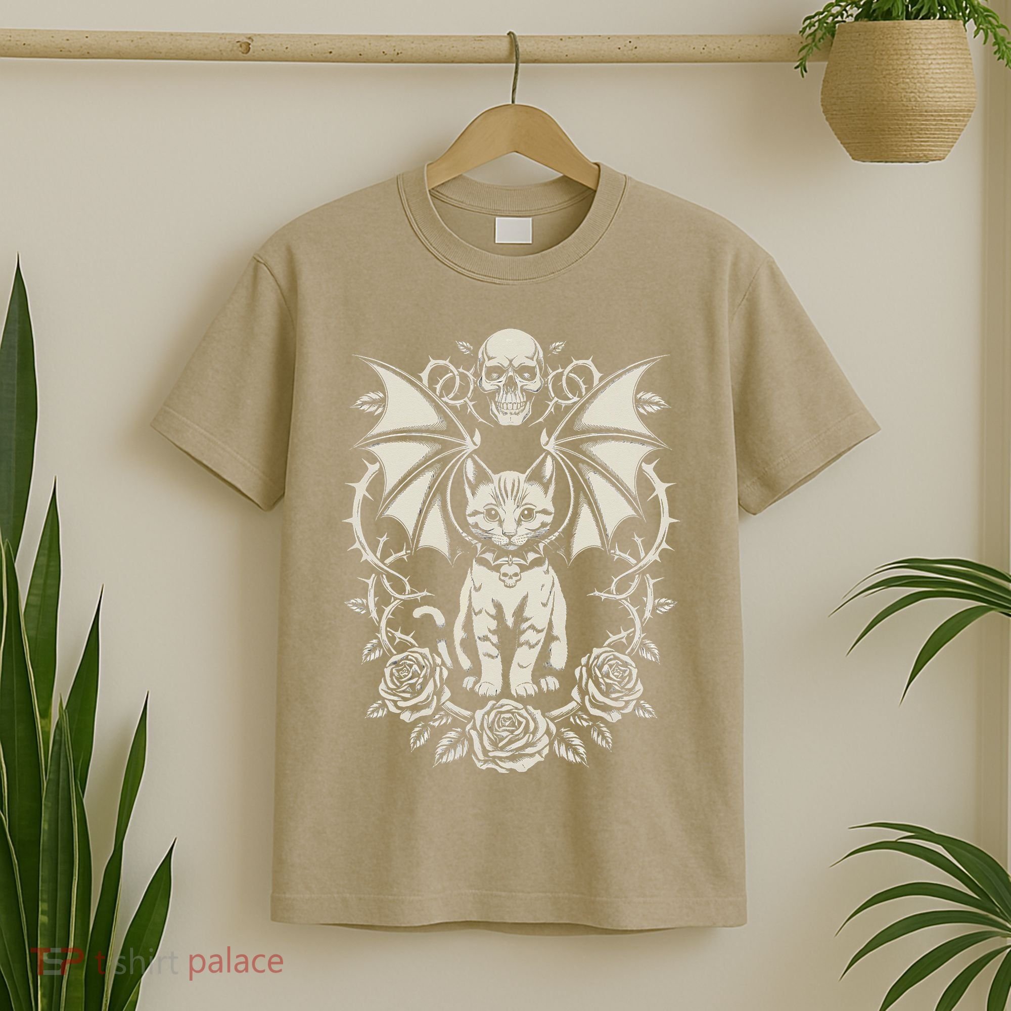 Black Cat Goth Kitten Halloween Skulls Rose Mom Dad T-Shirt