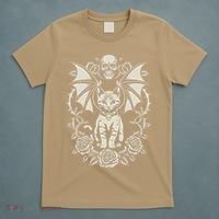 Black Cat Goth Kitten Halloween Skulls Rose Mom Dad T-Shirt thumb 5