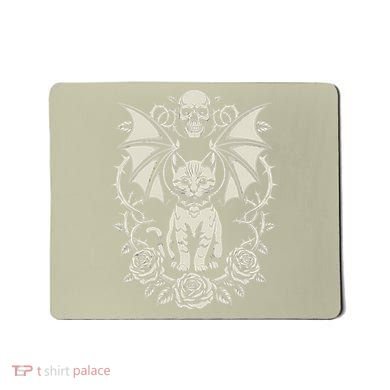 Black Cat Goth Kitten Halloween Skulls Rose Mom Dad Mousepad