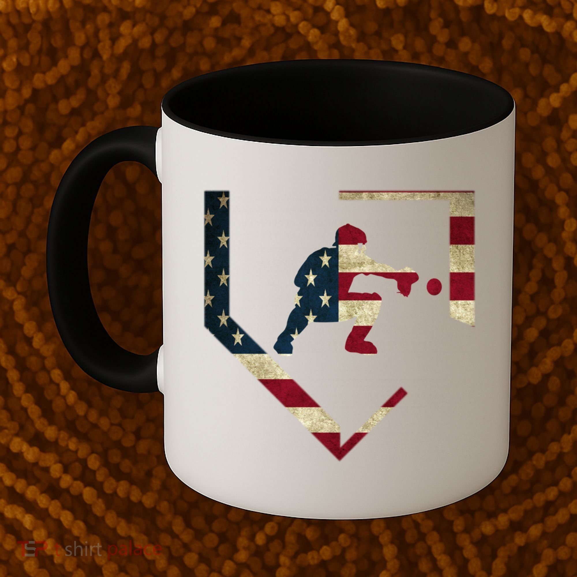 Baseball Catcher Gear Gift American Flag Baseballin Gift Coffee Mug