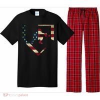 Baseball Catcher Gear Gift American Flag Baseballin Gift Pajama Set thumb 0