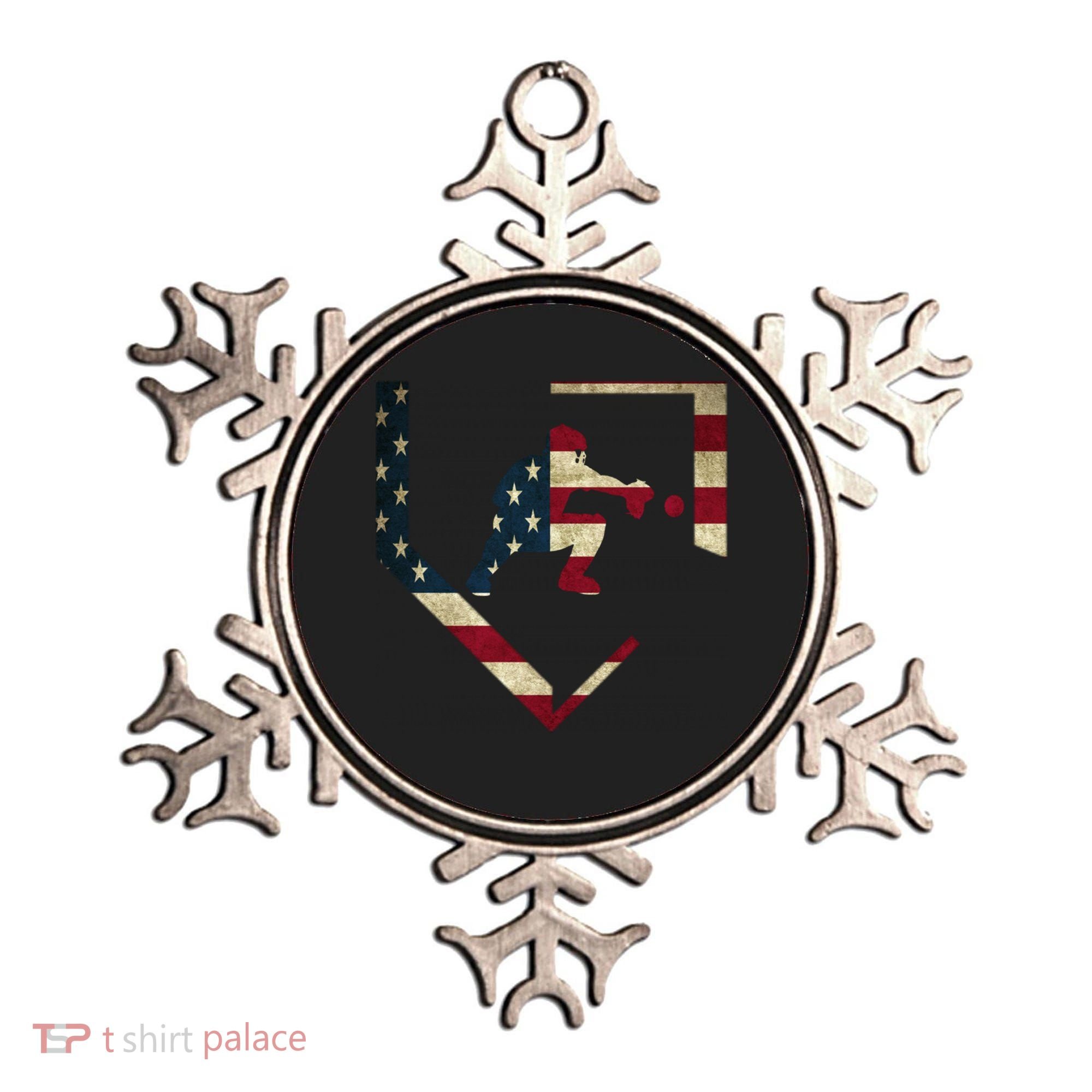Baseball Catcher Gear Gift American Flag Baseballin Gift Ornament