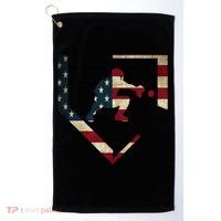 Baseball Catcher Gear Gift American Flag Baseballin Gift Golf Towel thumb 0