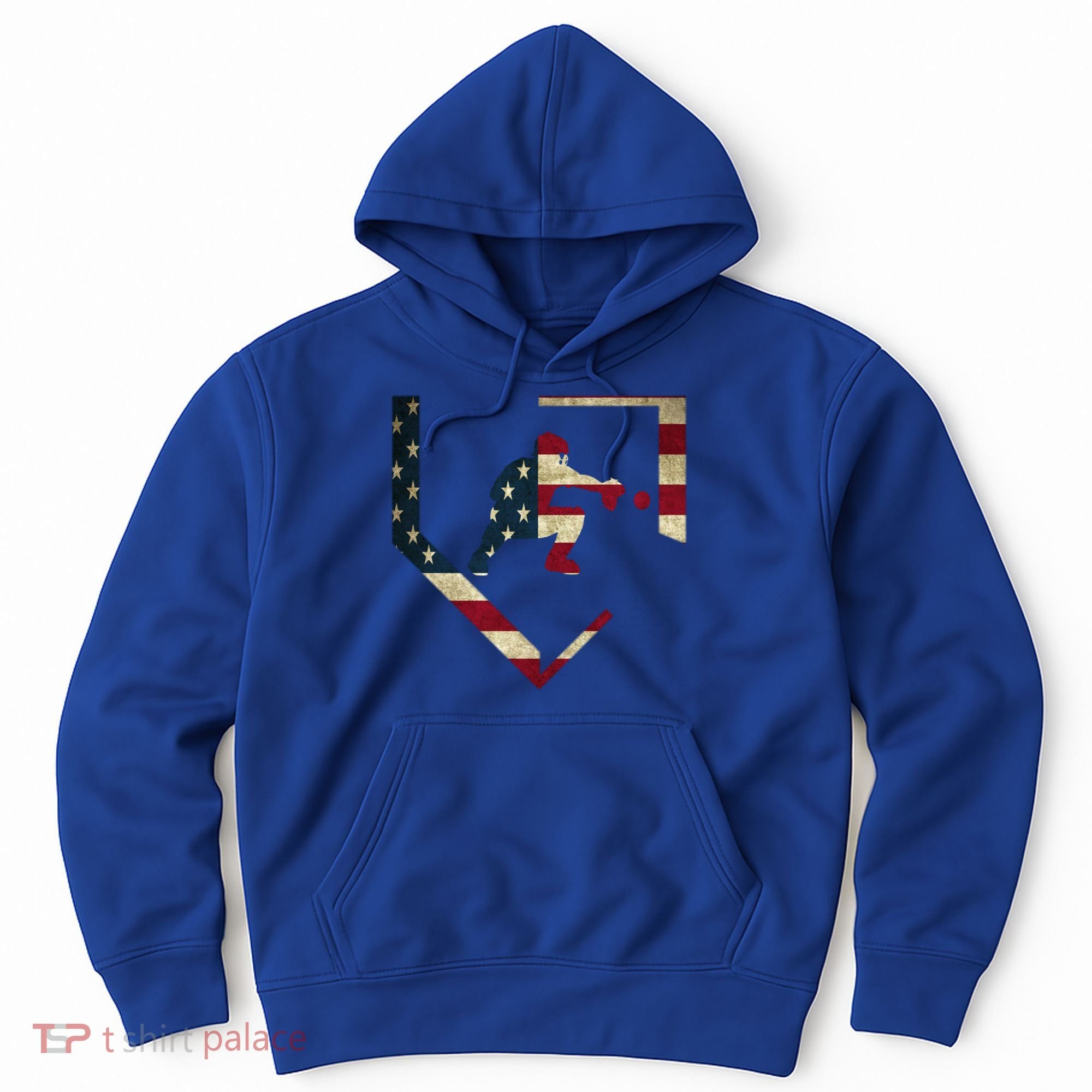 Baseball Catcher Gear Gift American Flag Baseballin Gift Hoodie