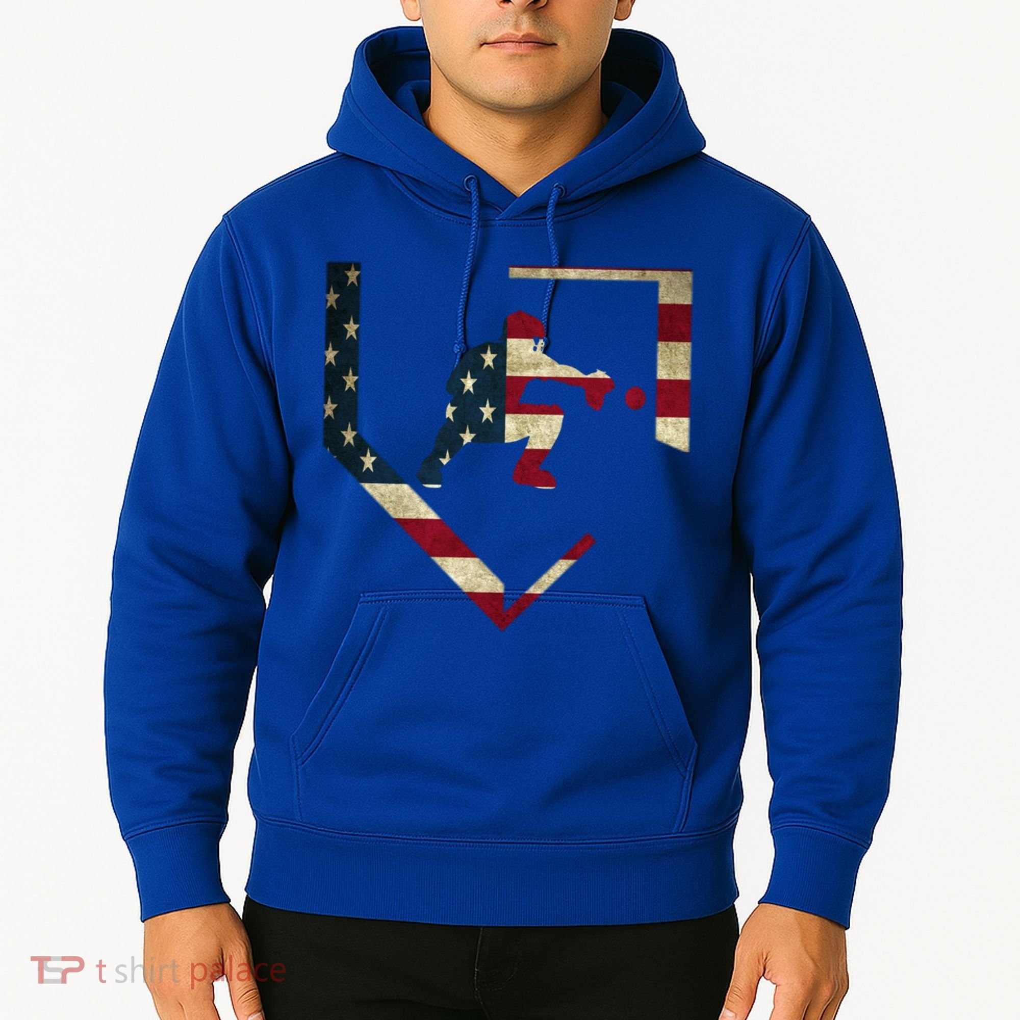 Baseball Catcher Gear Gift American Flag Baseballin Gift Hoodie