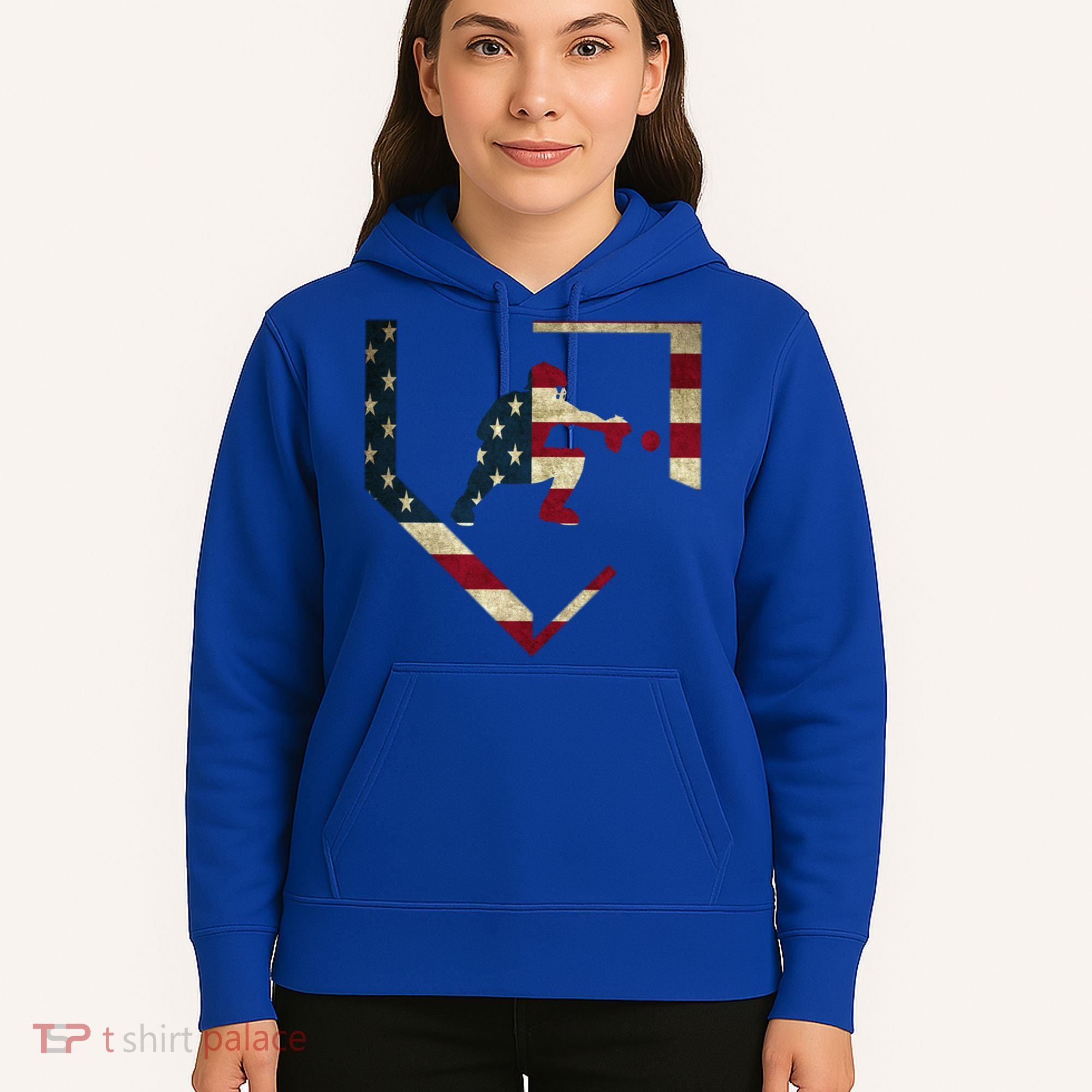 Baseball Catcher Gear Gift American Flag Baseballin Gift Hoodie