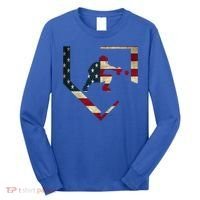 Baseball Catcher Gear Gift American Flag Baseballin Gift Long Sleeve Shirt thumb 0