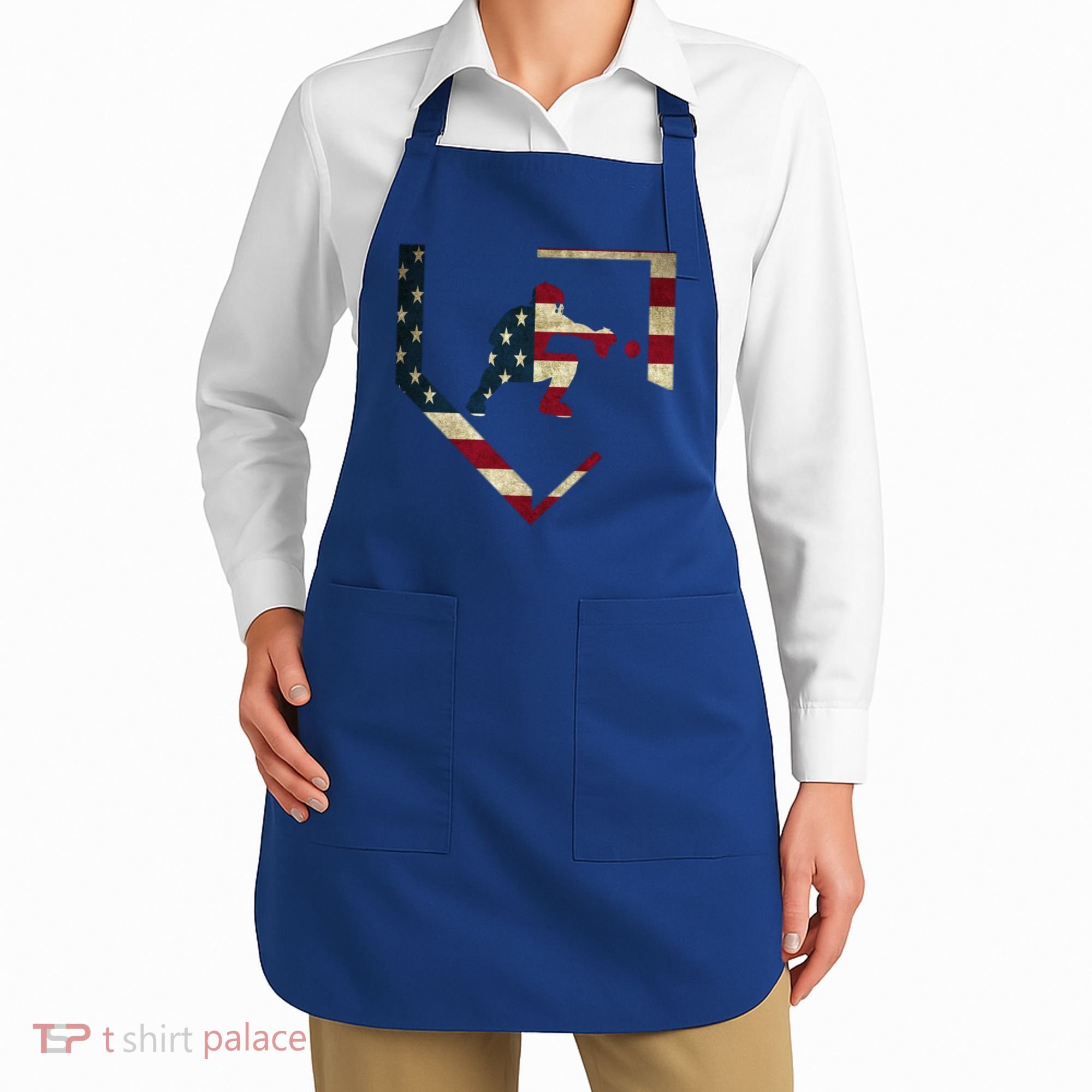 Baseball Catcher Gear Gift American Flag Baseballin Gift Apron