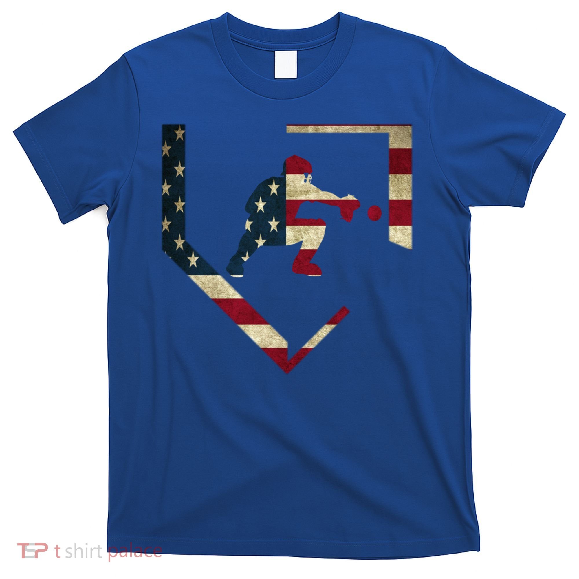 Baseball Catcher Gear Gift American Flag Baseballin Gift T-Shirt