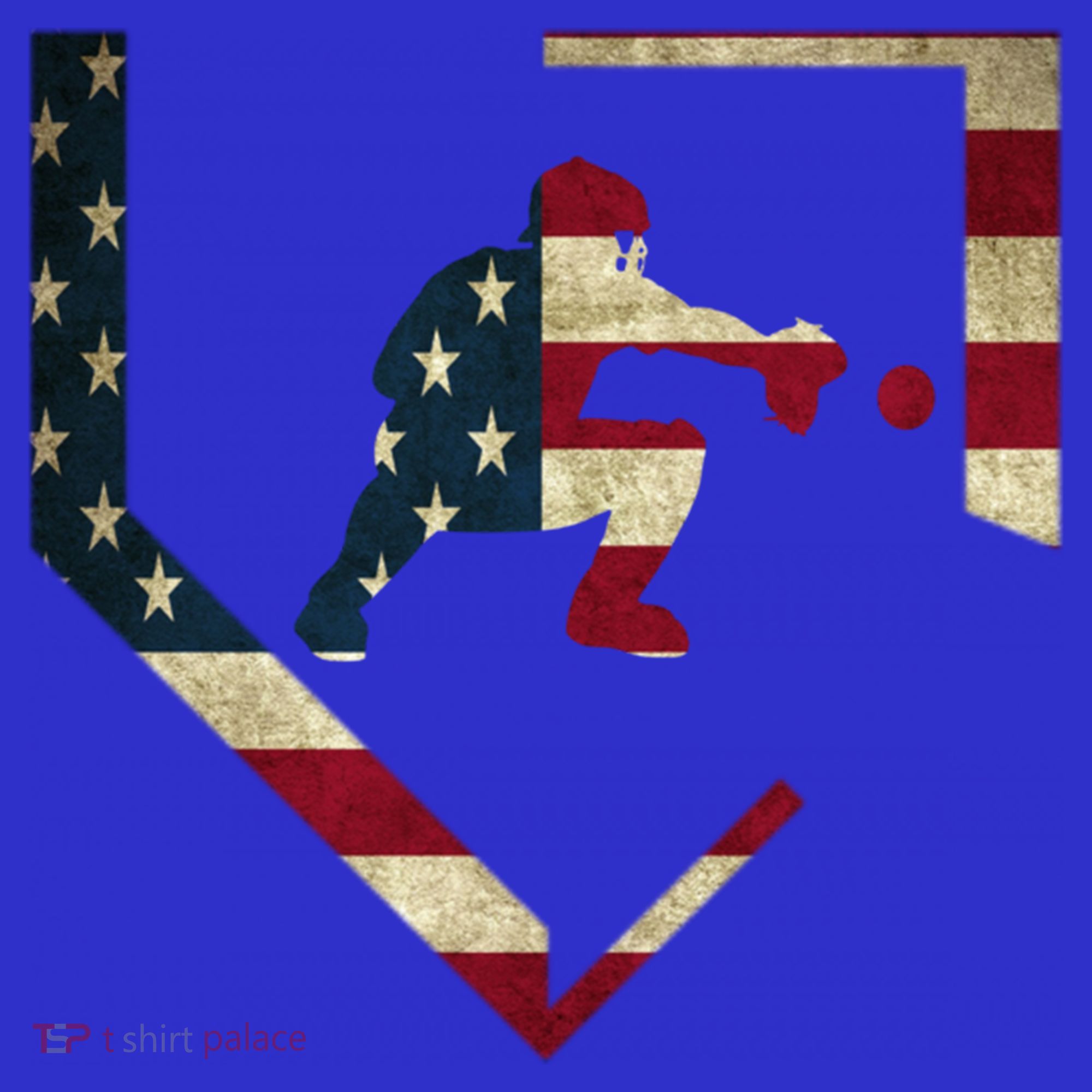 Baseball Catcher Gear Gift American Flag Baseballin Gift T-Shirt