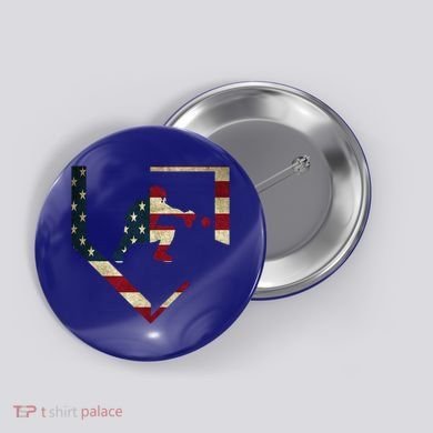 Baseball Catcher Gear Gift American Flag Baseballin Gift Button