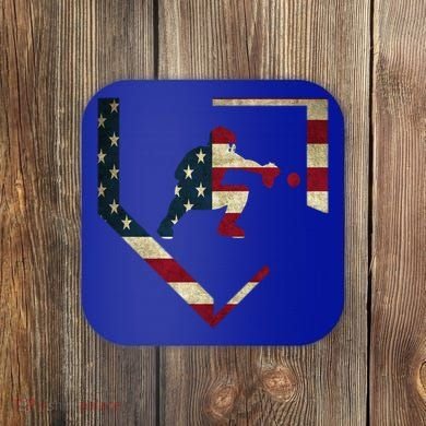 Baseball Catcher Gear Gift American Flag Baseballin Gift Coaster
