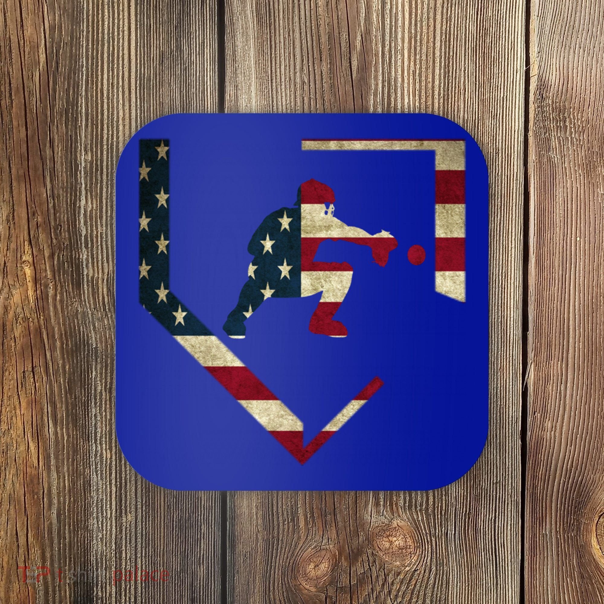 Baseball Catcher Gear Gift American Flag Baseballin Gift Coaster