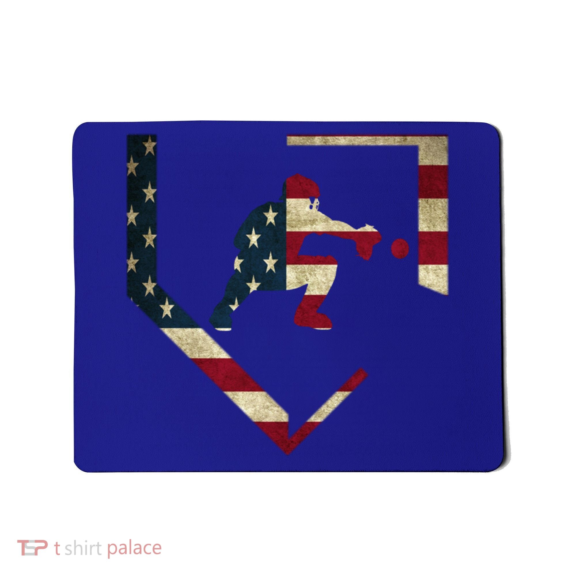 Baseball Catcher Gear Gift American Flag Baseballin Gift Mousepad