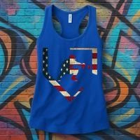 Baseball Catcher Gear Gift American Flag Baseballin Gift Women's Tank Top thumb 3