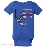 Baseball Catcher Gear Gift American Flag Baseballin Gift Baby Bodysuit thumb 0