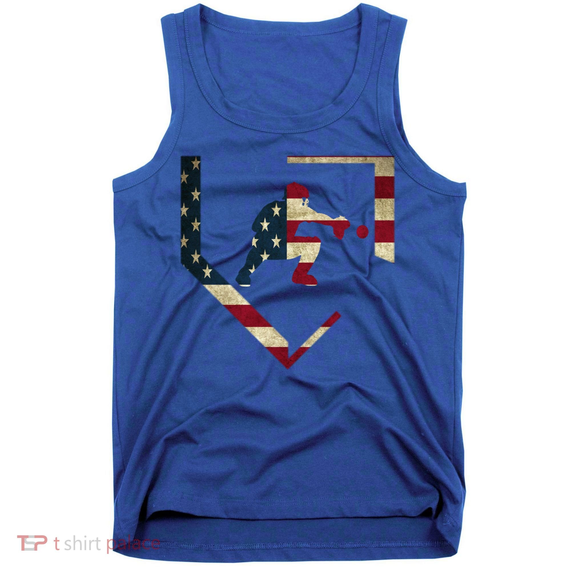 Baseball Catcher Gear Gift American Flag Baseballin Gift Tank Top