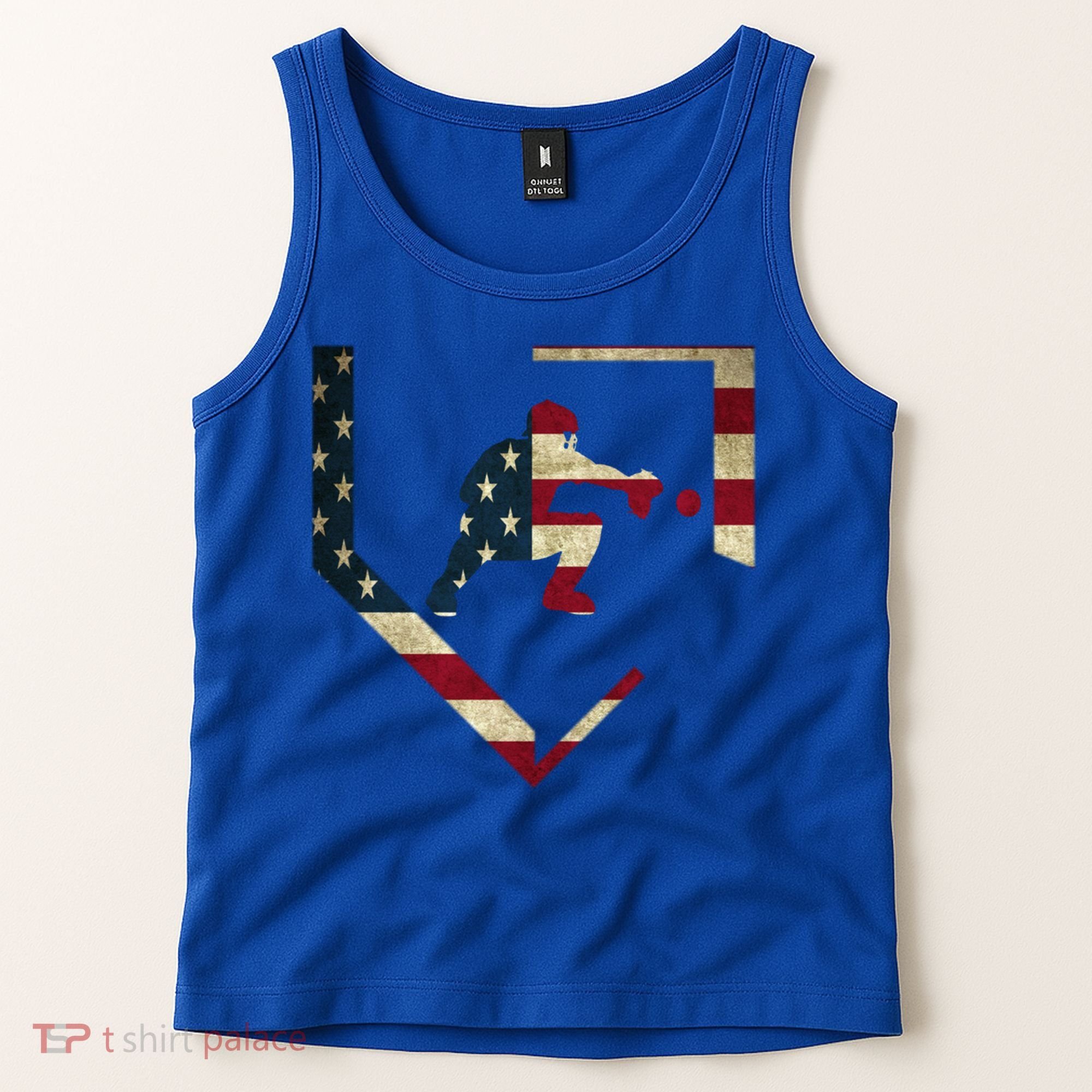 Baseball Catcher Gear Gift American Flag Baseballin Gift Tank Top
