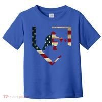 Baseball Catcher Gear Gift American Flag Baseballin Gift Toddler T-Shirt thumb 0
